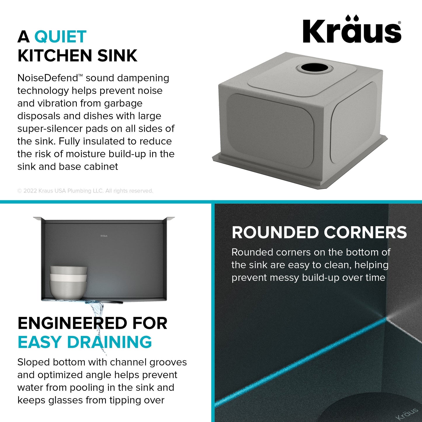 KRAUS Kore Workstation 17" Undermount 16 Gauge Bar or Prep Sink in PVD Gunmetal - KWU1101-17-PGM