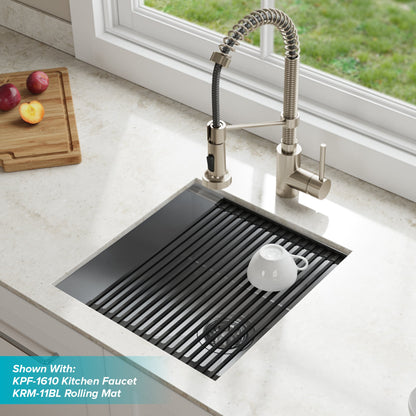 KRAUS Kore Workstation 17" Undermount 16 Gauge Single Bowl Stainless Steel Bar Sink with Accessories - KWU111-17