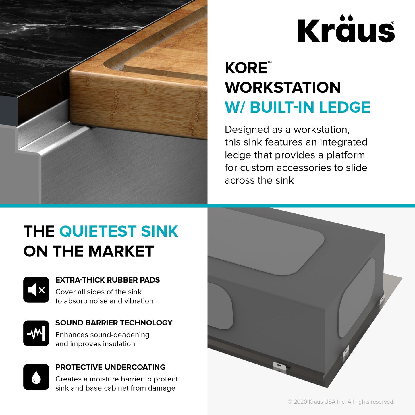 KRAUS Kore Workstation 17" Undermount 16 Gauge Single Bowl Stainless Steel Bar Sink with Accessories - KWU111-17
