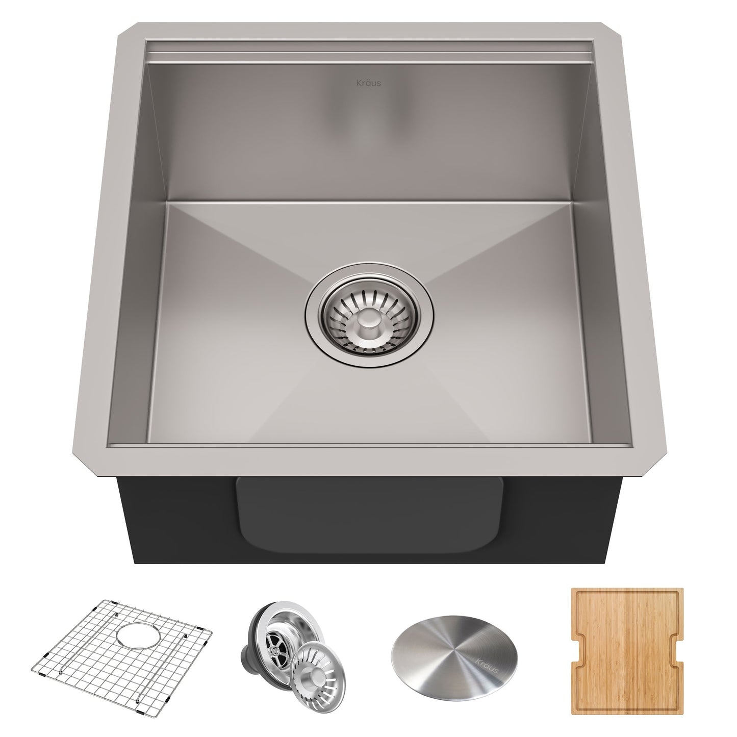 KRAUS Kore Workstation 17" Undermount 16 Gauge Single Bowl Stainless Steel Bar Sink with Accessories - KWU111-17