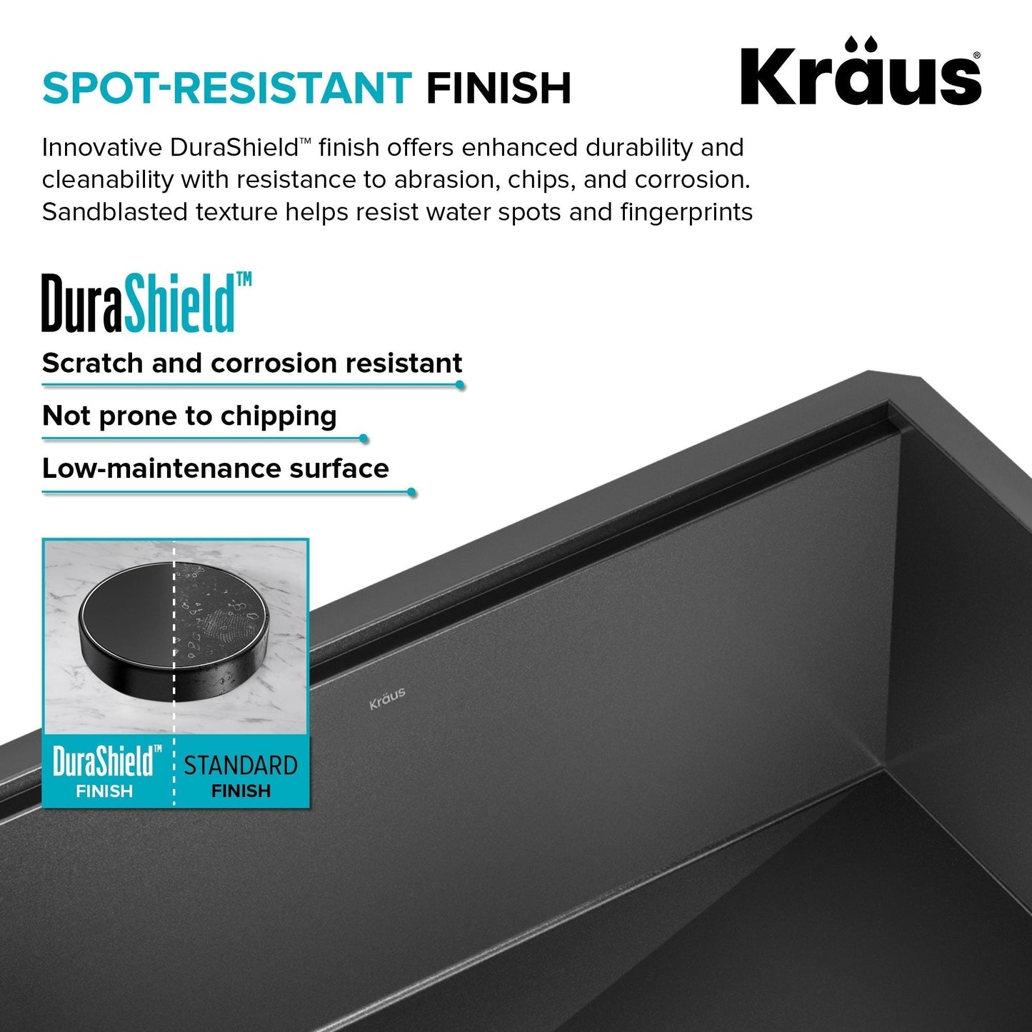 KRAUS Kore Workstation 23" Undermount Kitchen Sink in 16 Gauge PVD Gunmetal - KWU1111-23-PGM