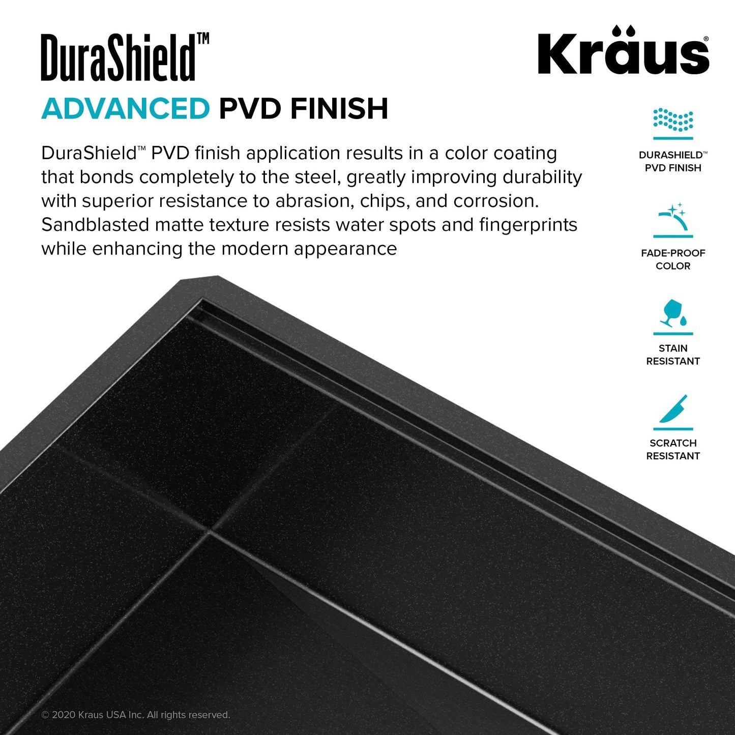 KRAUS Kore Workstation 33" Drop-In 16 Gauge Single Bowl Kitchen Sink in PVD Gunmetal - KWT310-33/PGM