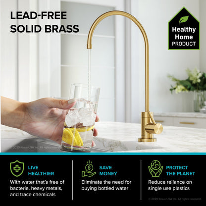 KRAUS Oletto Pull-Down Kitchen Faucet & Purita Water Filter Faucet in Brushed Brass - KPF-2620-FF-100BB