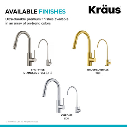 KRAUS Oletto Pull-Down Kitchen Faucet & Purita Water Filter Faucet in Brushed Brass - KPF-2620-FF-100BB