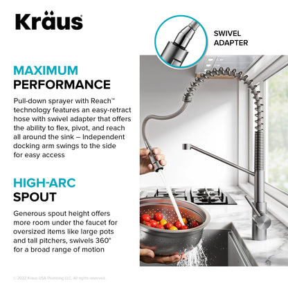 KRAUS Oletto Touchless Pull-Down Single Handle Faucet in Spot Free Antique Champagne Bronze - KSF-2631SFACB