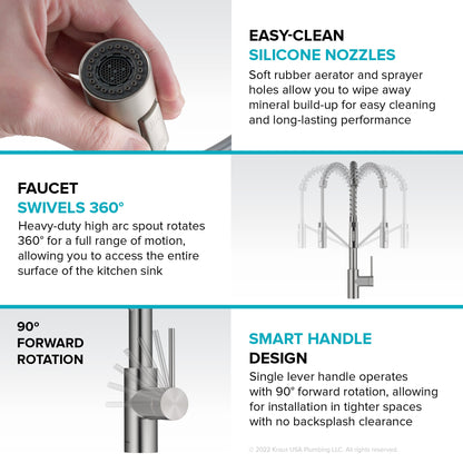 KRAUS Oletto Touchless Pull-Down Single Handle Faucet in Spot Free Antique Champagne Bronze - KSF-2631SFACB