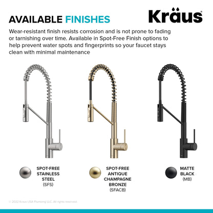 KRAUS Oletto Touchless Pull-Down Single Handle Faucet in Spot Free Antique Champagne Bronze - KSF-2631SFACB