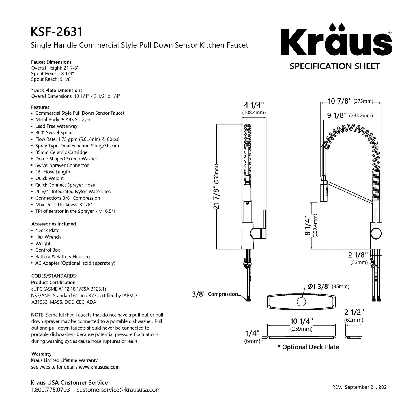 KRAUS Oletto Touchless Pull-Down Single Handle Faucet in Spot Free Antique Champagne Bronze - KSF-2631SFACB