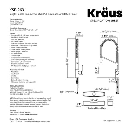 KRAUS Oletto Touchless Pull-Down Single Handle Faucet in Spot Free Antique Champagne Bronze - KSF-2631SFACB