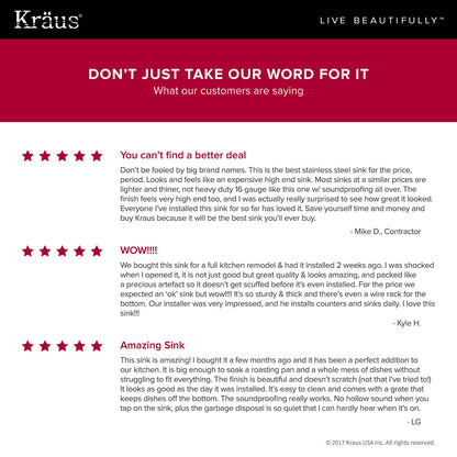 KRAUS Outlast MicroShield 16 Gauge Stainless Steel Undermount Kitchen Sink - KBU14E