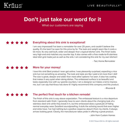 KRAUS Outlast MicroShield 16 Gauge Stainless Steel Undermount Kitchen Sink - KBU14E