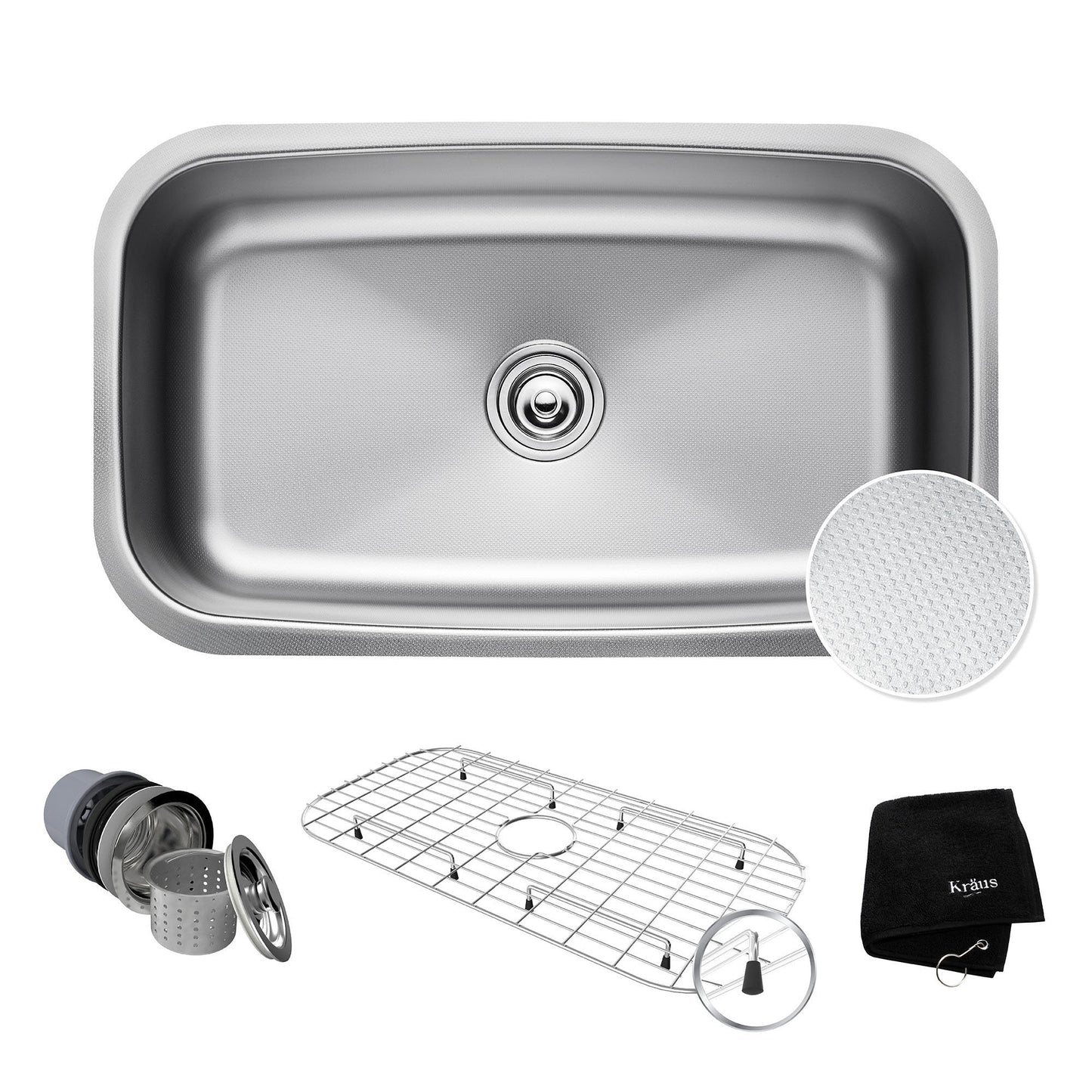 KRAUS Outlast MicroShield 16 Gauge Stainless Steel Undermount Kitchen Sink - KBU14E