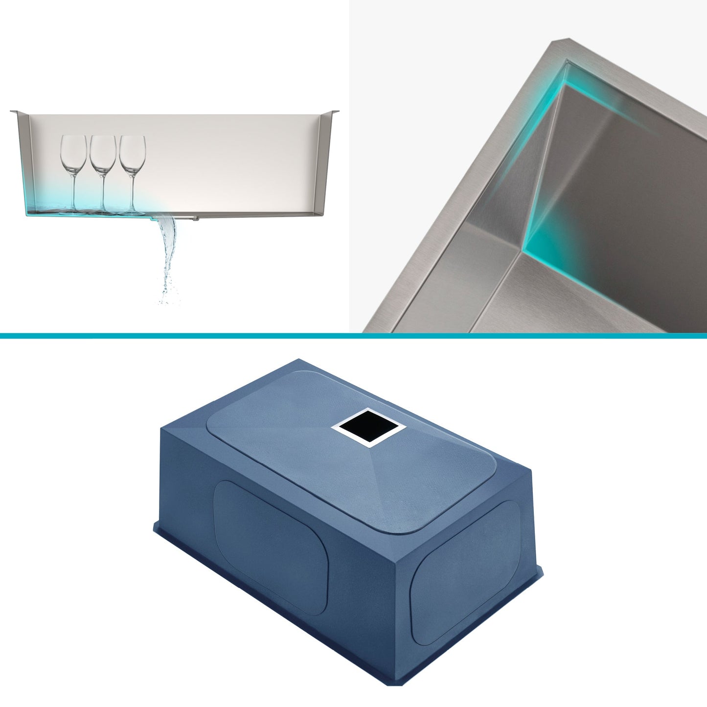 KRAUS Pax Zero-Radius 24" Undermount Single Bowl Stainless Steel Laundry Utility Sink - KHU24L