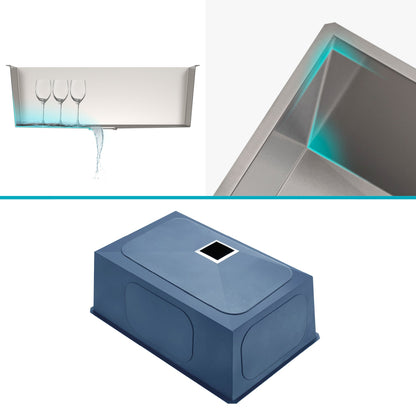 KRAUS Pax Zero-Radius 24" Undermount Single Bowl Stainless Steel Laundry Utility Sink - KHU24L