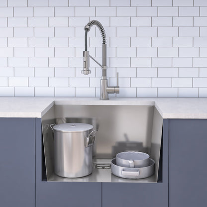 KRAUS Pax Zero-Radius 24" Undermount Single Bowl Stainless Steel Laundry Utility Sink - KHU24L