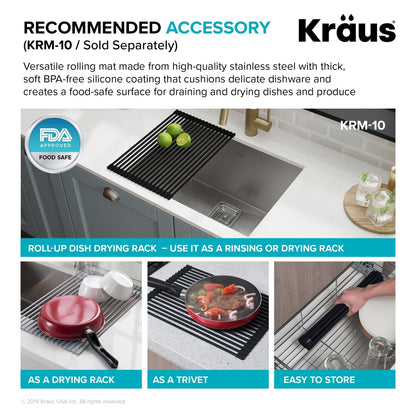 KRAUS Pax Zero-Radius 24" Undermount Single Bowl Stainless Steel Laundry Utility Sink - KHU24L