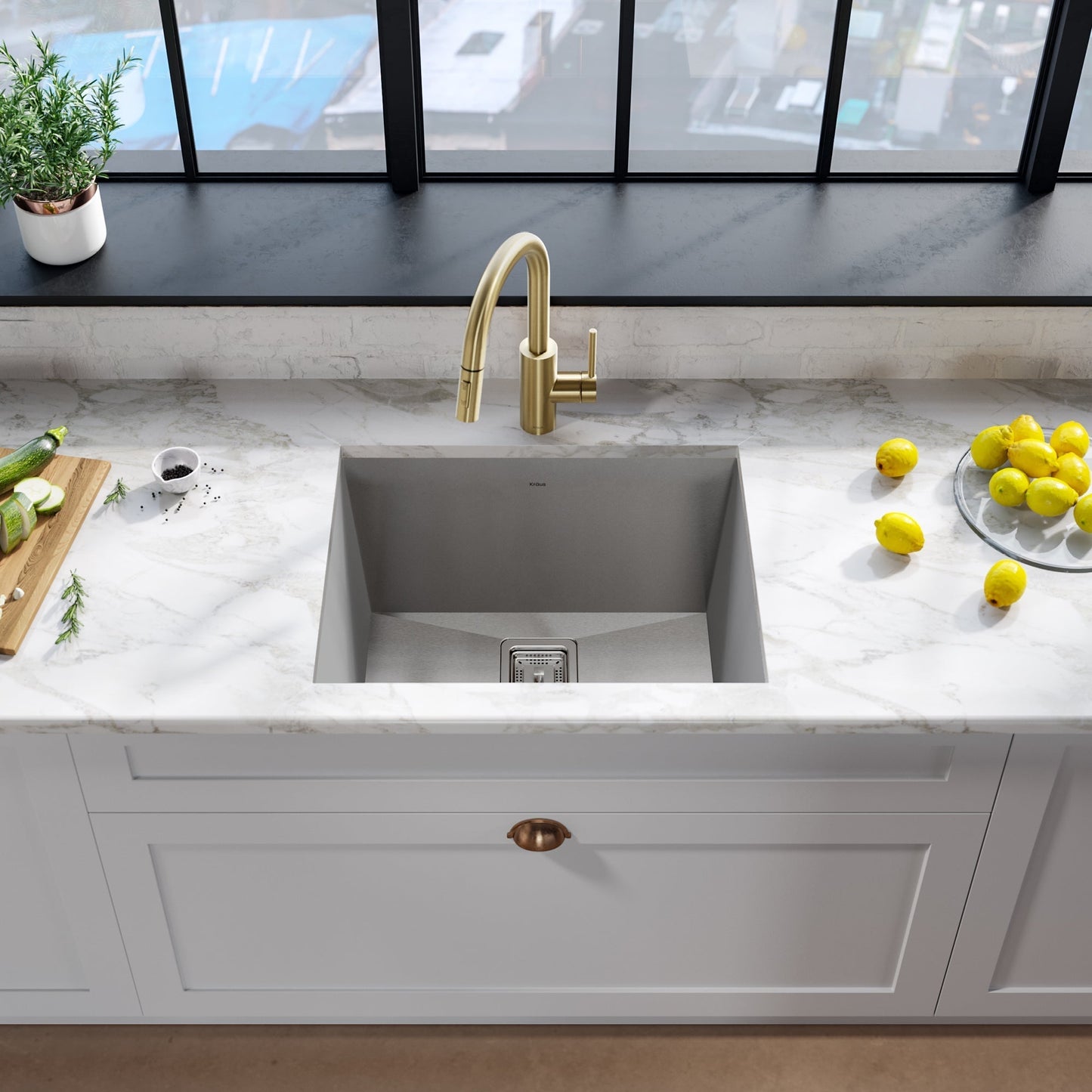 KRAUS Pax Zero-Radius 24" Undermount Single Bowl Stainless Steel Laundry Utility Sink - KHU24L