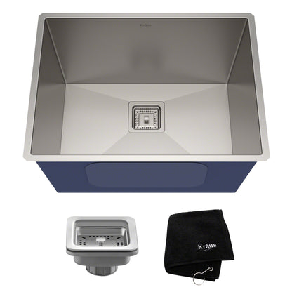 KRAUS Pax Zero-Radius 24" Undermount Single Bowl Stainless Steel Laundry Utility Sink - KHU24L