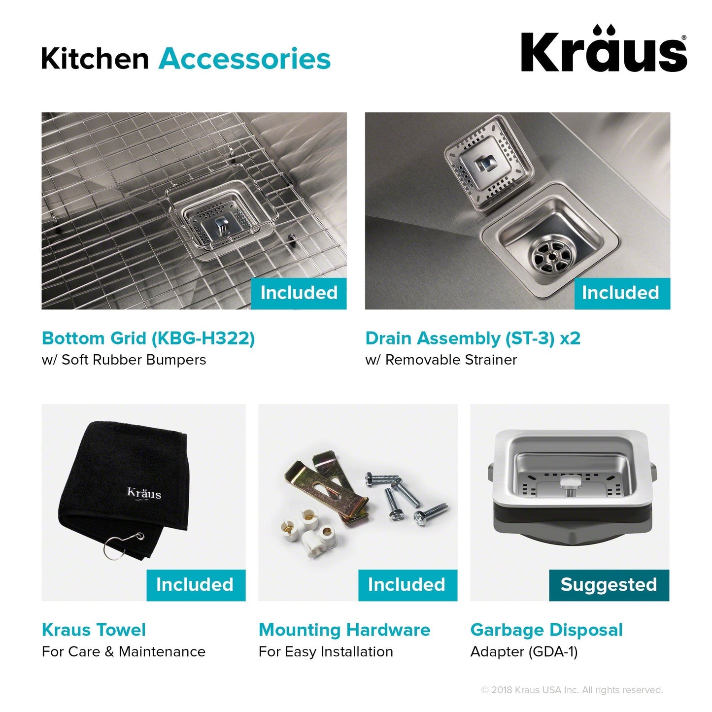 KRAUS Pax Zero-Radius 31.5" Handmade Undermount 50/50 Double Bowl 16 Gauge Stainless Steel Kitchen Sink with NoiseDefend Soundproofing - KHU322