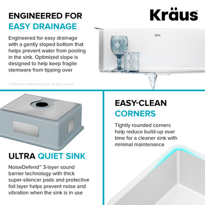 KRAUS Pintura 21" Undermount Enameled Single Bowl Kitchen Sink in White - KE1US21GWH