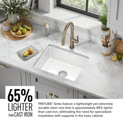 KRAUS Pintura 21" Undermount Enameled Single Bowl Kitchen Sink in White - KE1US21GWH