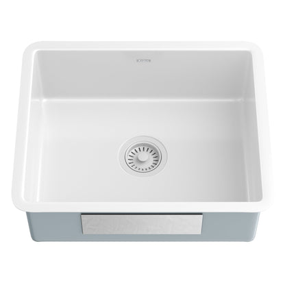 KRAUS Pintura 21" Undermount Enameled Single Bowl Kitchen Sink in White - KE1US21GWH