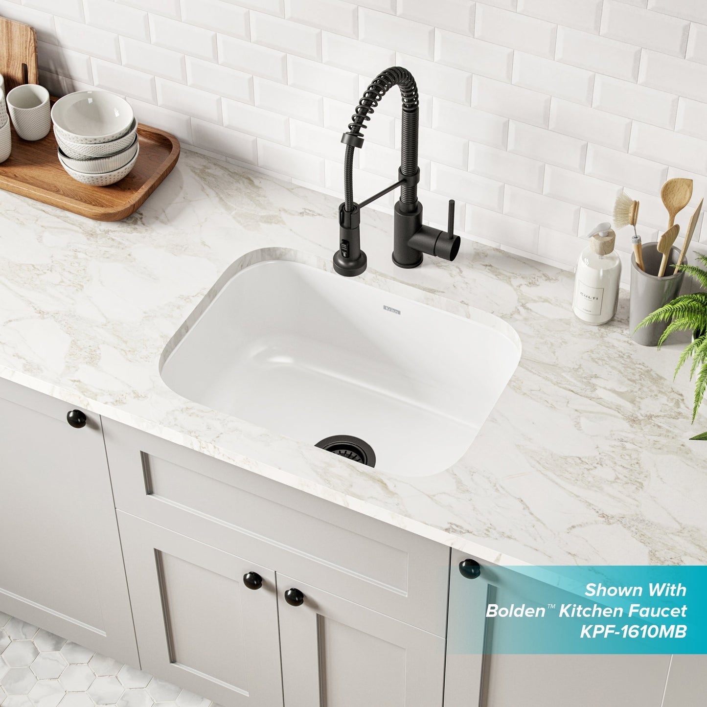 KRAUS Pintura 23" Enameled Stainless Steel Kitchen Sink in White - KEU12WHITE