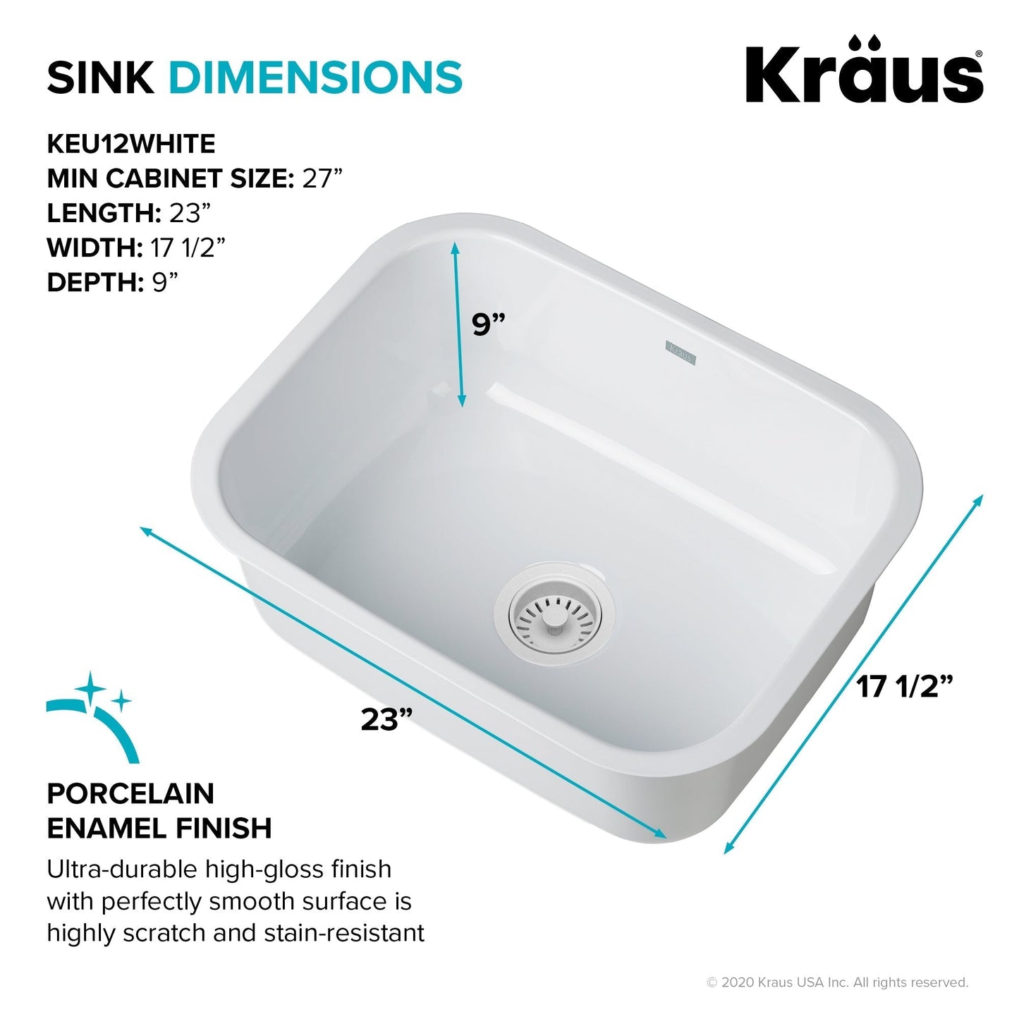 KRAUS Pintura 23" Enameled Stainless Steel Kitchen Sink in White - KEU12WHITE