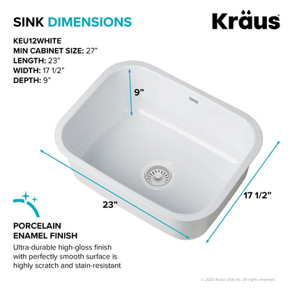 KRAUS Pintura 23" Enameled Stainless Steel Kitchen Sink in White - KEU12WHITE