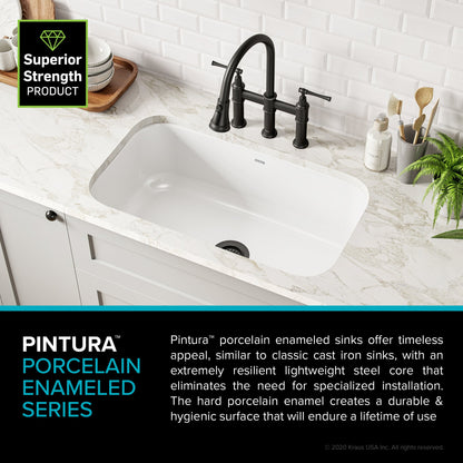 KRAUS Pintura 31 1/2" White Enameled Stainless Steel Kitchen Sink - KEU14WHITE
