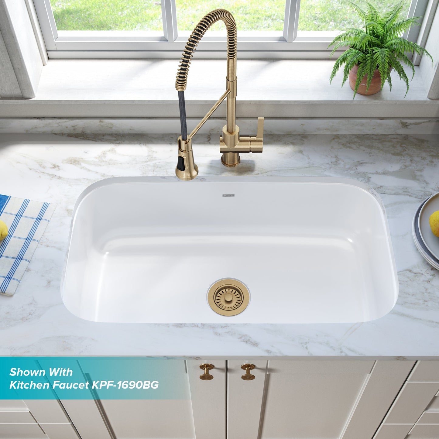 KRAUS Pintura 31 1/2" White Enameled Stainless Steel Kitchen Sink - KEU14WHITE