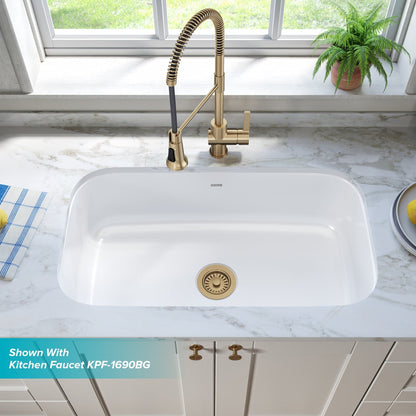 KRAUS Pintura 31 1/2" White Enameled Stainless Steel Kitchen Sink - KEU14WHITE