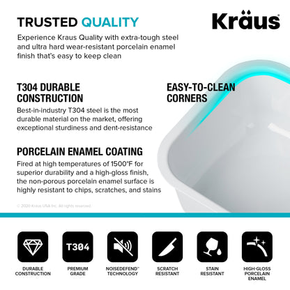 KRAUS Pintura 31 1/2" White Enameled Stainless Steel Kitchen Sink - KEU14WHITE