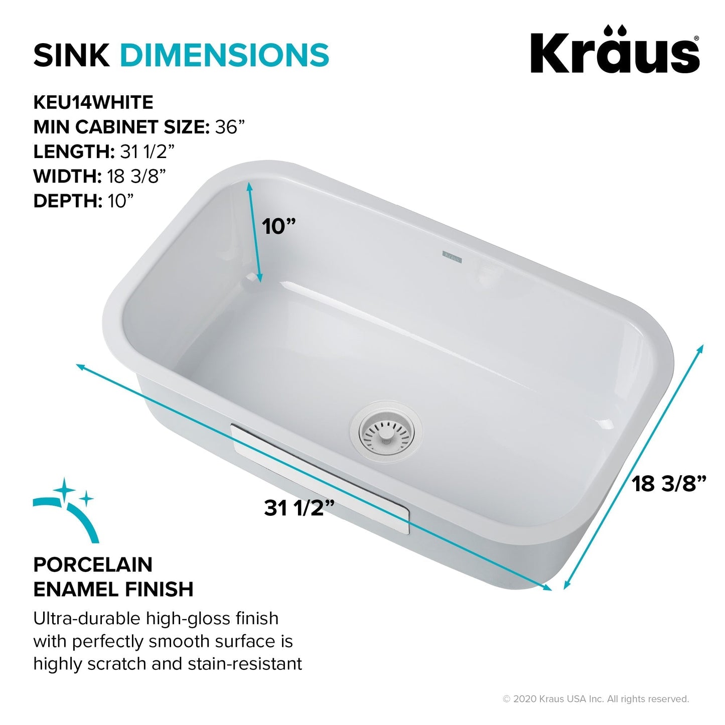 KRAUS Pintura 31 1/2" White Enameled Stainless Steel Kitchen Sink - KEU14WHITE