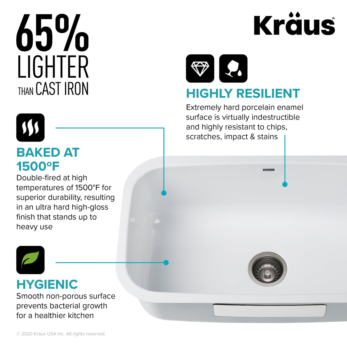 KRAUS Pintura 31 1/2" White Enameled Stainless Steel Kitchen Sink - KEU14WHITE