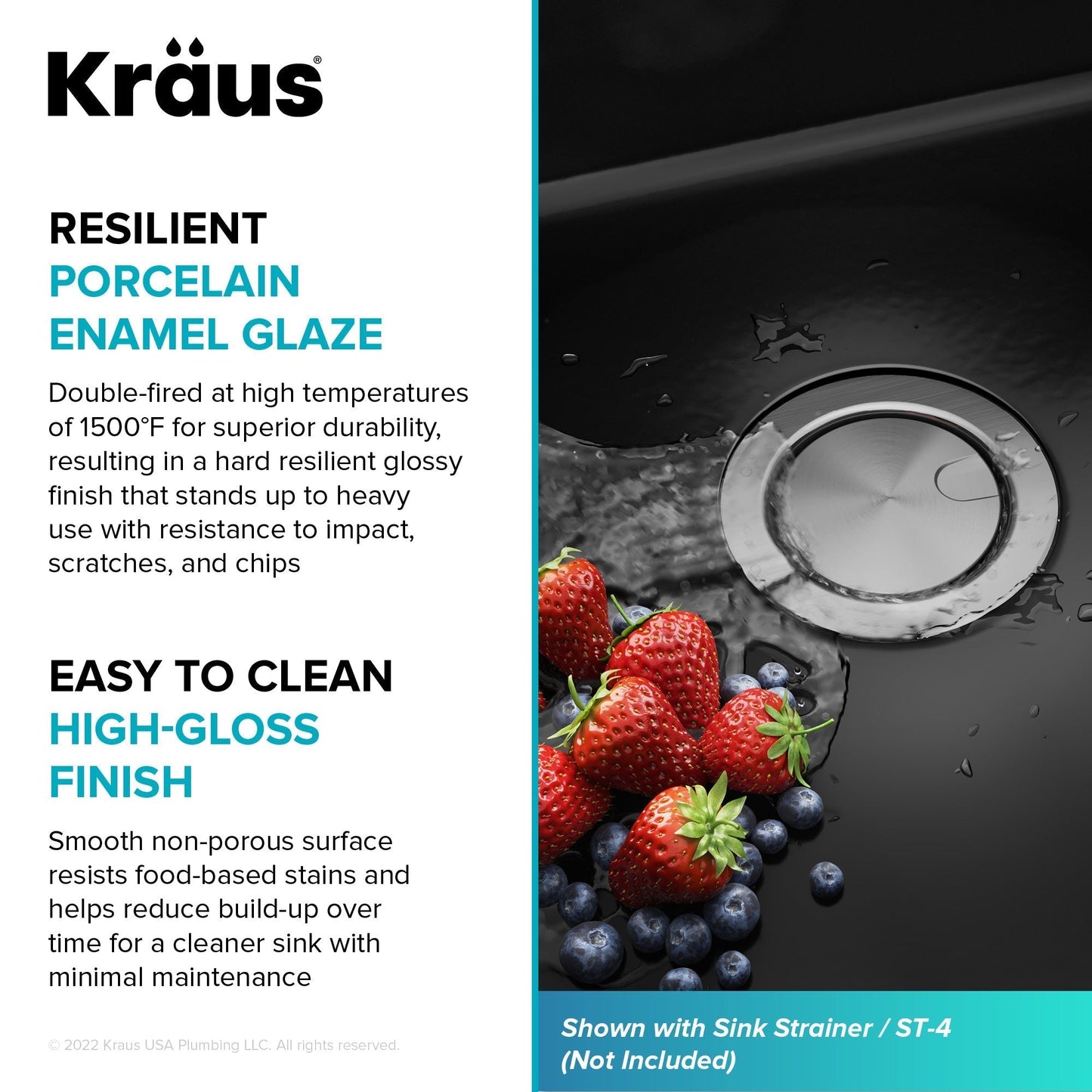 KRAUS Pintura 32" Undermount Porcelain Enameled Steel Kitchen Sink in Black - KE1US32GBL