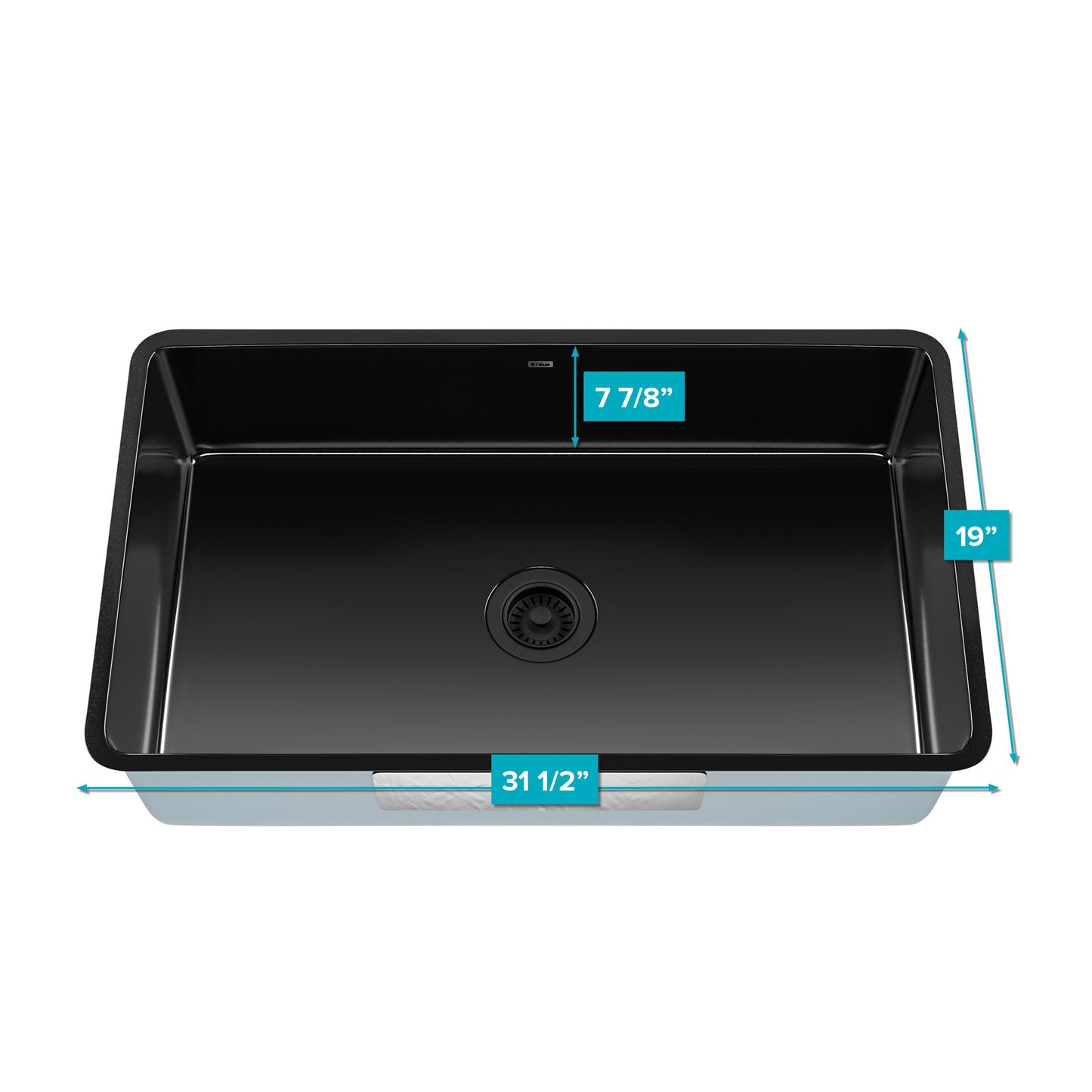 KRAUS Pintura 32" Undermount Porcelain Enameled Steel Kitchen Sink in Black - KE1US32GBL