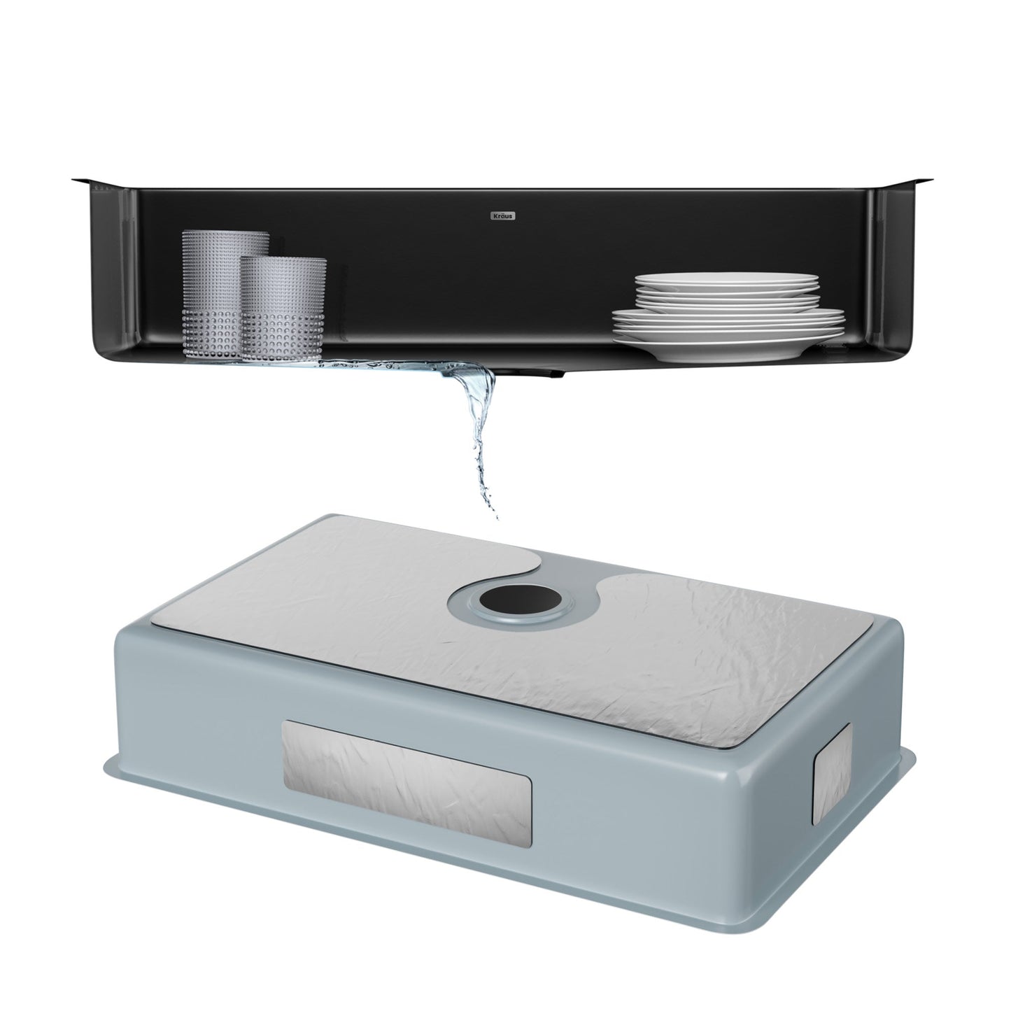 KRAUS Pintura 32" Undermount Porcelain Enameled Steel Kitchen Sink in Black - KE1US32GBL