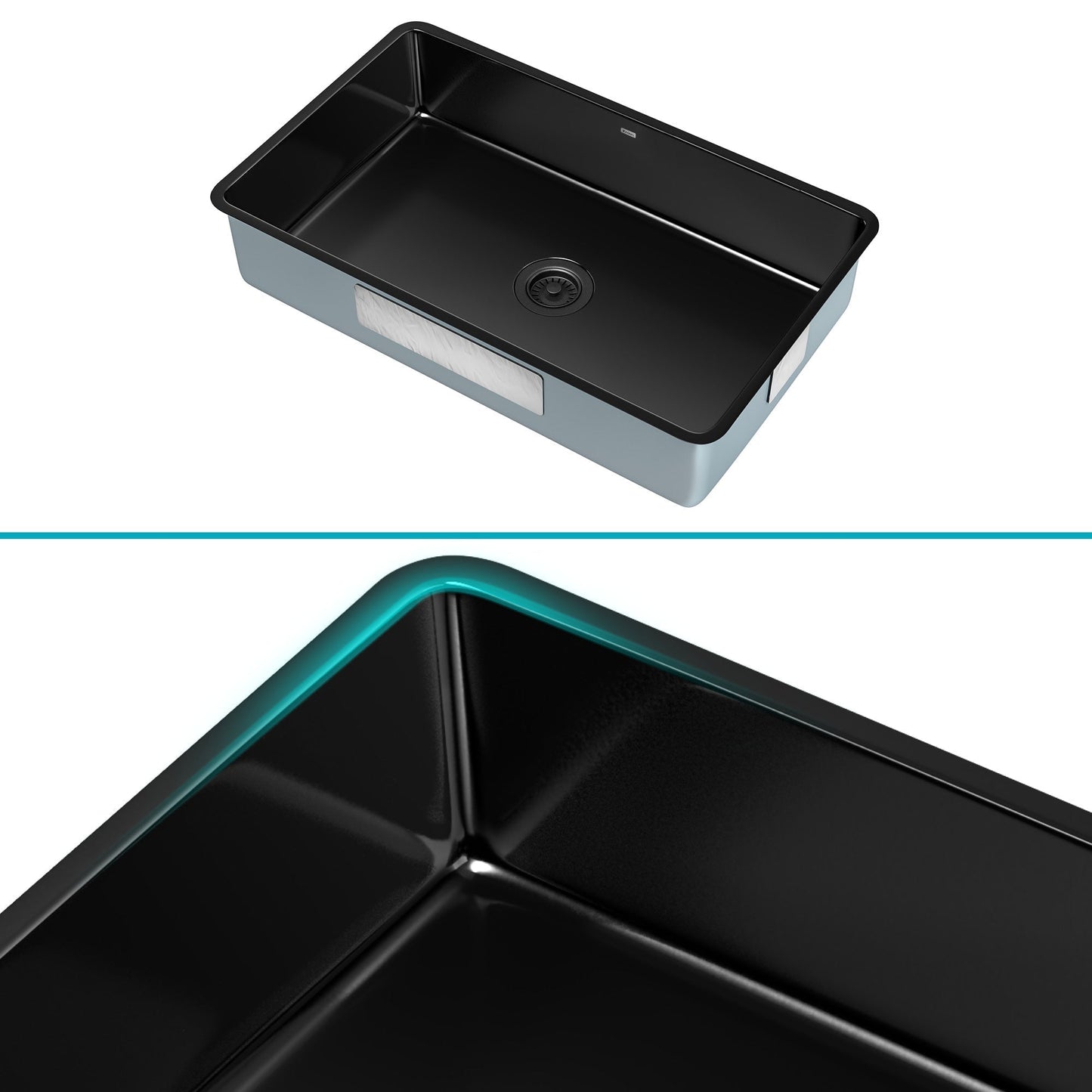 KRAUS Pintura 32" Undermount Porcelain Enameled Steel Kitchen Sink in Black - KE1US32GBL