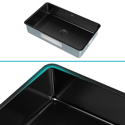 KRAUS Pintura 32" Undermount Porcelain Enameled Steel Kitchen Sink in Black - KE1US32GBL