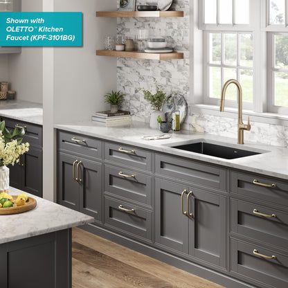 KRAUS Pintura 32" Undermount Porcelain Enameled Steel Kitchen Sink in Black - KE1US32GBL