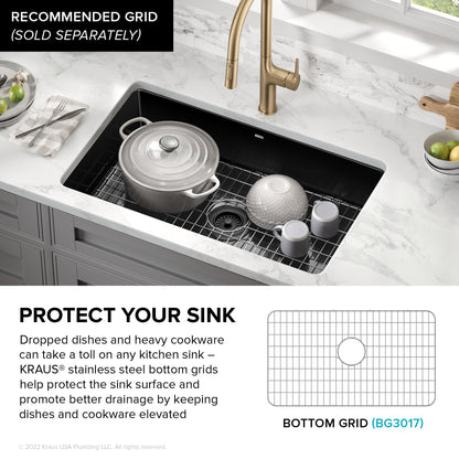 KRAUS Pintura 32" Undermount Porcelain Enameled Steel Kitchen Sink in Black - KE1US32GBL
