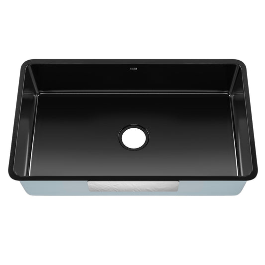 KRAUS Pintura 32" Undermount Porcelain Enameled Steel Kitchen Sink in Black - KE1US32GBL