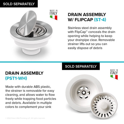 KRAUS Pintura 32" Undermount Porcelain Enameled Steel Kitchen Sink in White - KE1US32GWH