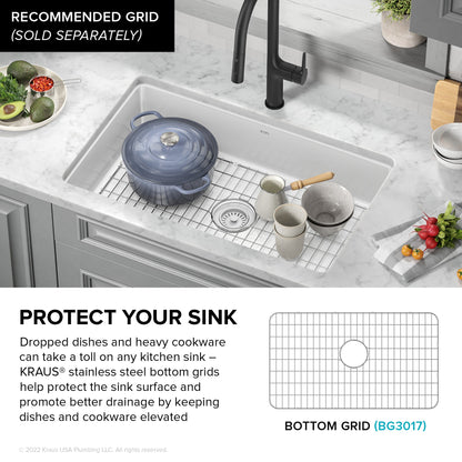 KRAUS Pintura 32" Undermount Porcelain Enameled Steel Kitchen Sink in White - KE1US32GWH