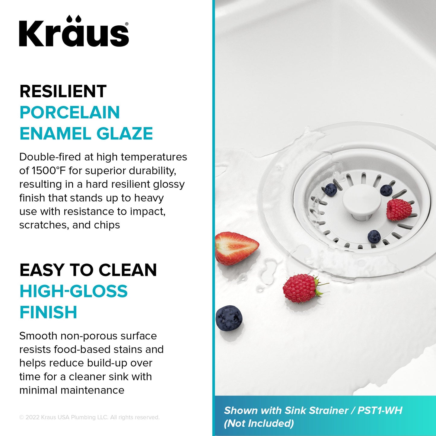 KRAUS Pintura 32" Undermount Porcelain Enameled Steel Kitchen Sink in White - KE1US32GWH