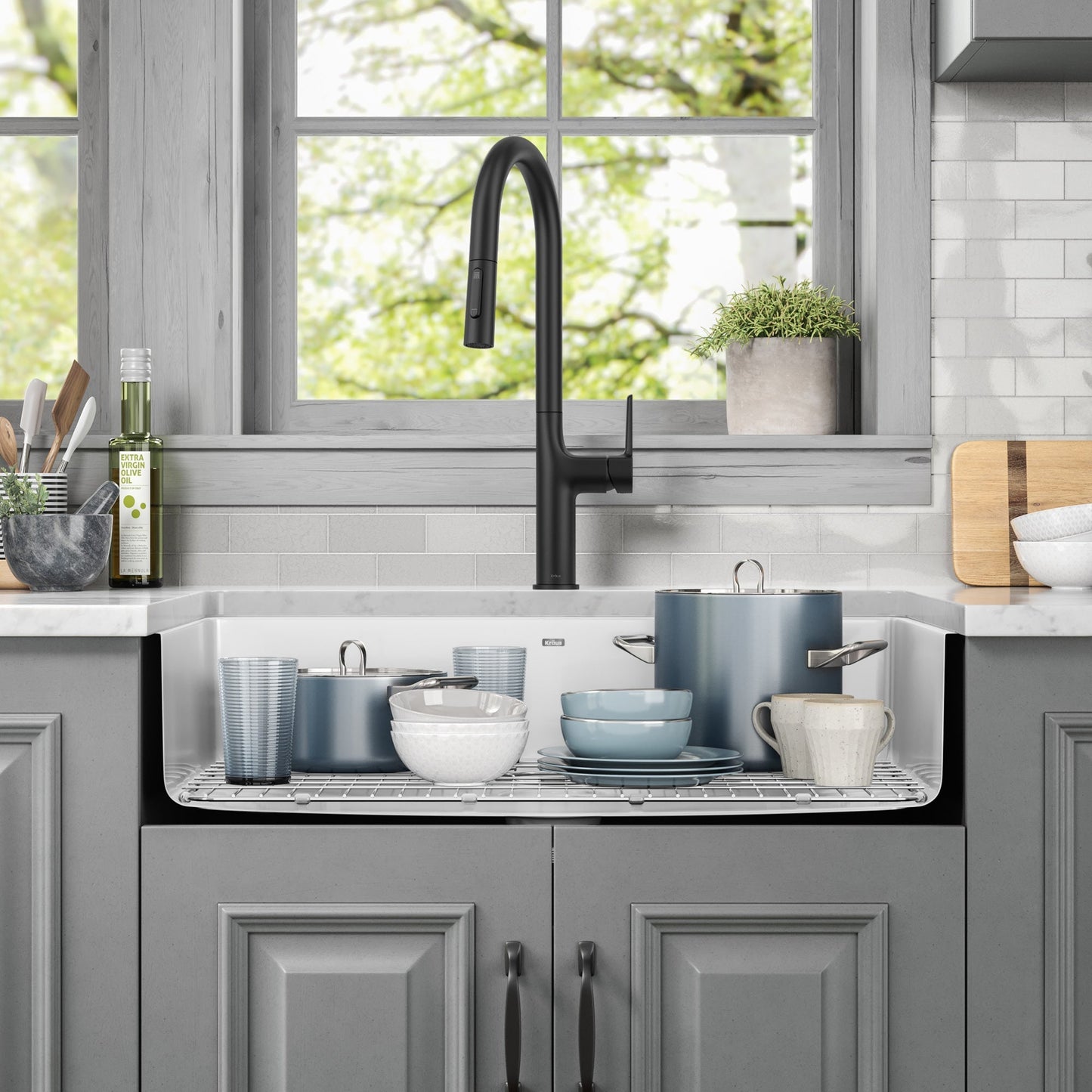 KRAUS Pintura 32" Undermount Porcelain Enameled Steel Kitchen Sink in White - KE1US32GWH