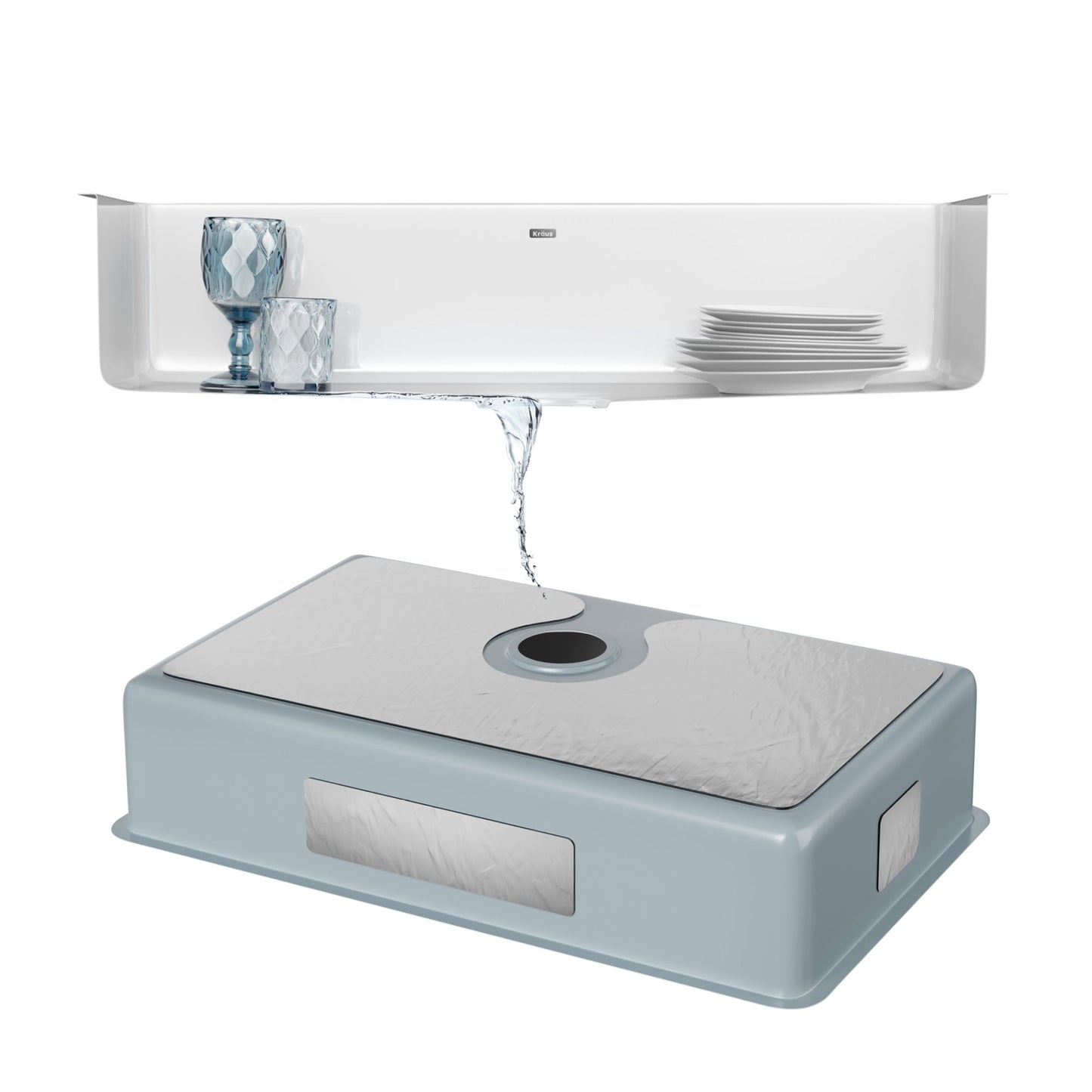 KRAUS Pintura 32" Undermount Porcelain Enameled Steel Kitchen Sink in White - KE1US32GWH