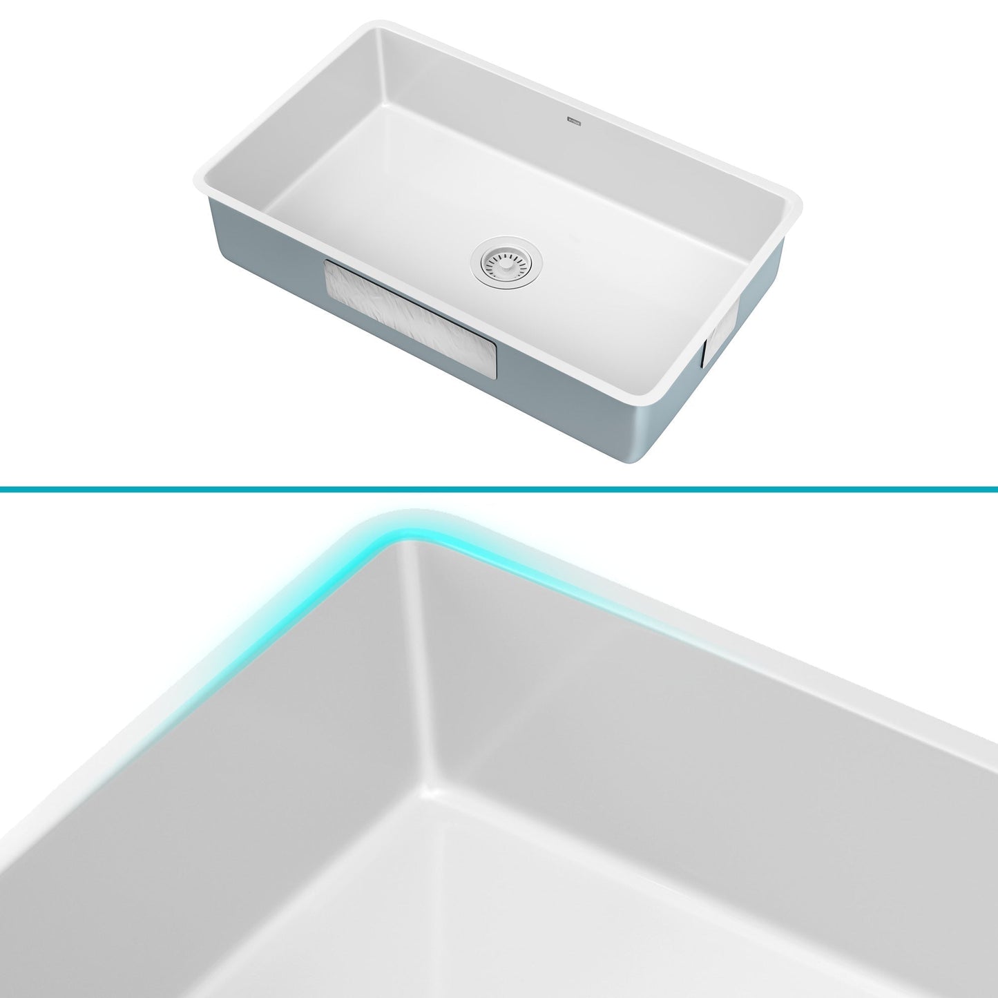 KRAUS Pintura 32" Undermount Porcelain Enameled Steel Kitchen Sink in White - KE1US32GWH