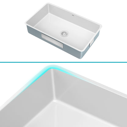 KRAUS Pintura 32" Undermount Porcelain Enameled Steel Kitchen Sink in White - KE1US32GWH